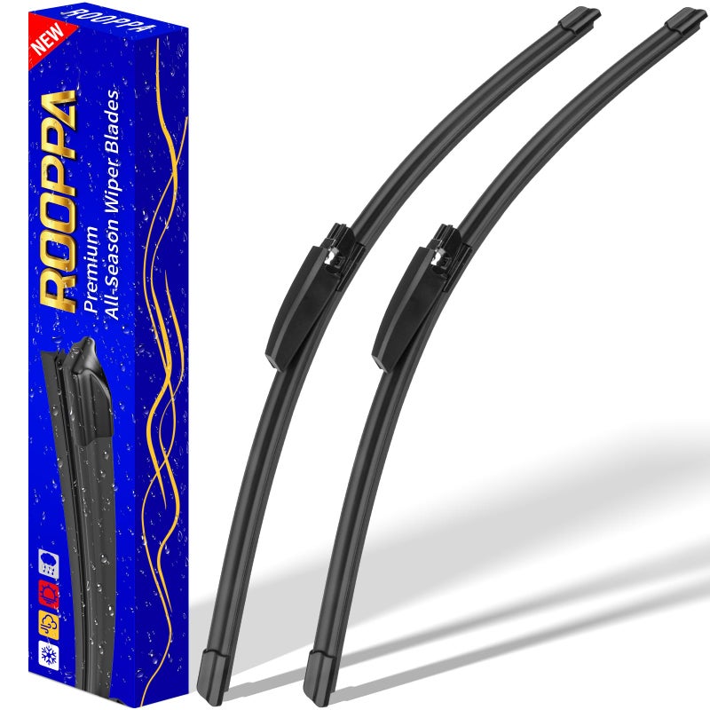 Rooppa 2 wipers Replacement for 2002-2008 A4 S4 RS4 A6 S6 Allroad, Windshield Wiper Blades Original Equipment Replacement - 22"/22" (Set of 2) - Image 1